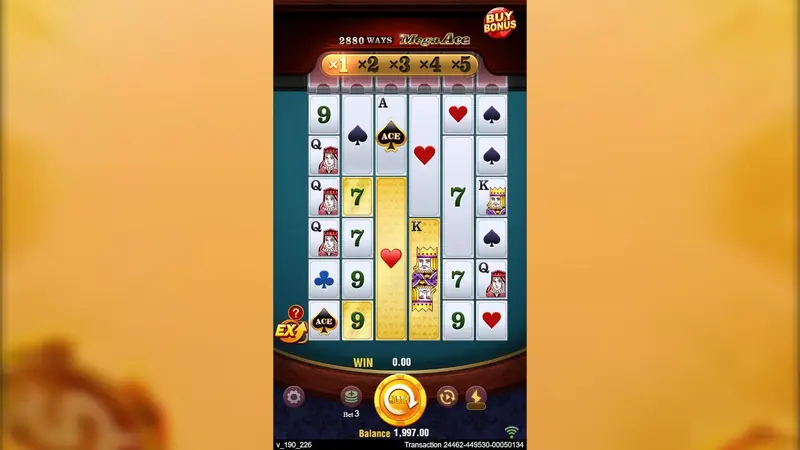 Mega Ace 슬롯(JILI) 데모 스핀 화면