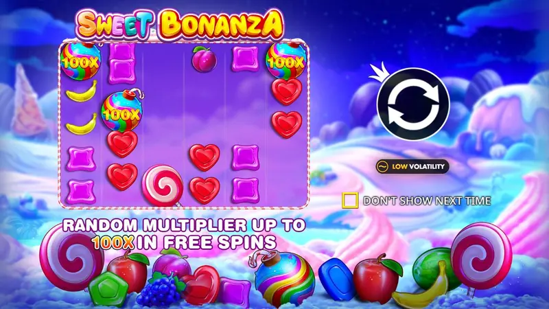 Sweet Bonanza 슬롯(Pragmatic Play) 시작 화면